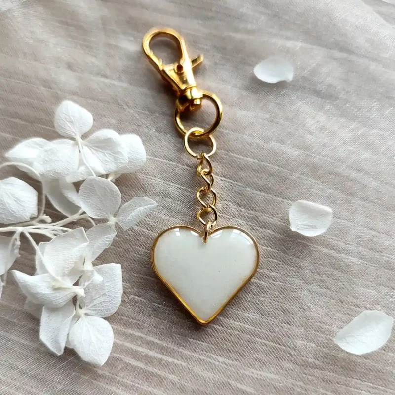 Porte clés coeur lacté - Acier inoxydable
