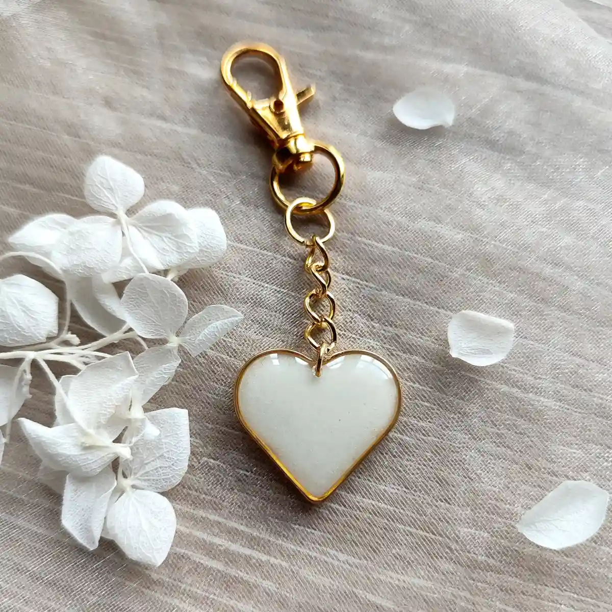 Porte clés coeur lacté - Acier inoxydable